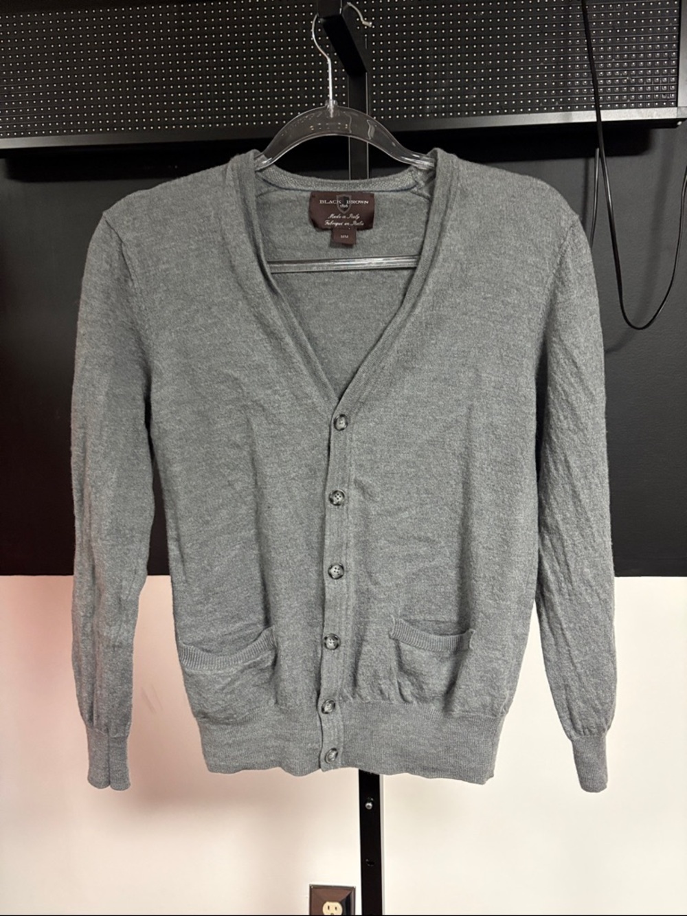 Black Brown 1826 Men's Heather Gray V-Neck Button Cardigan